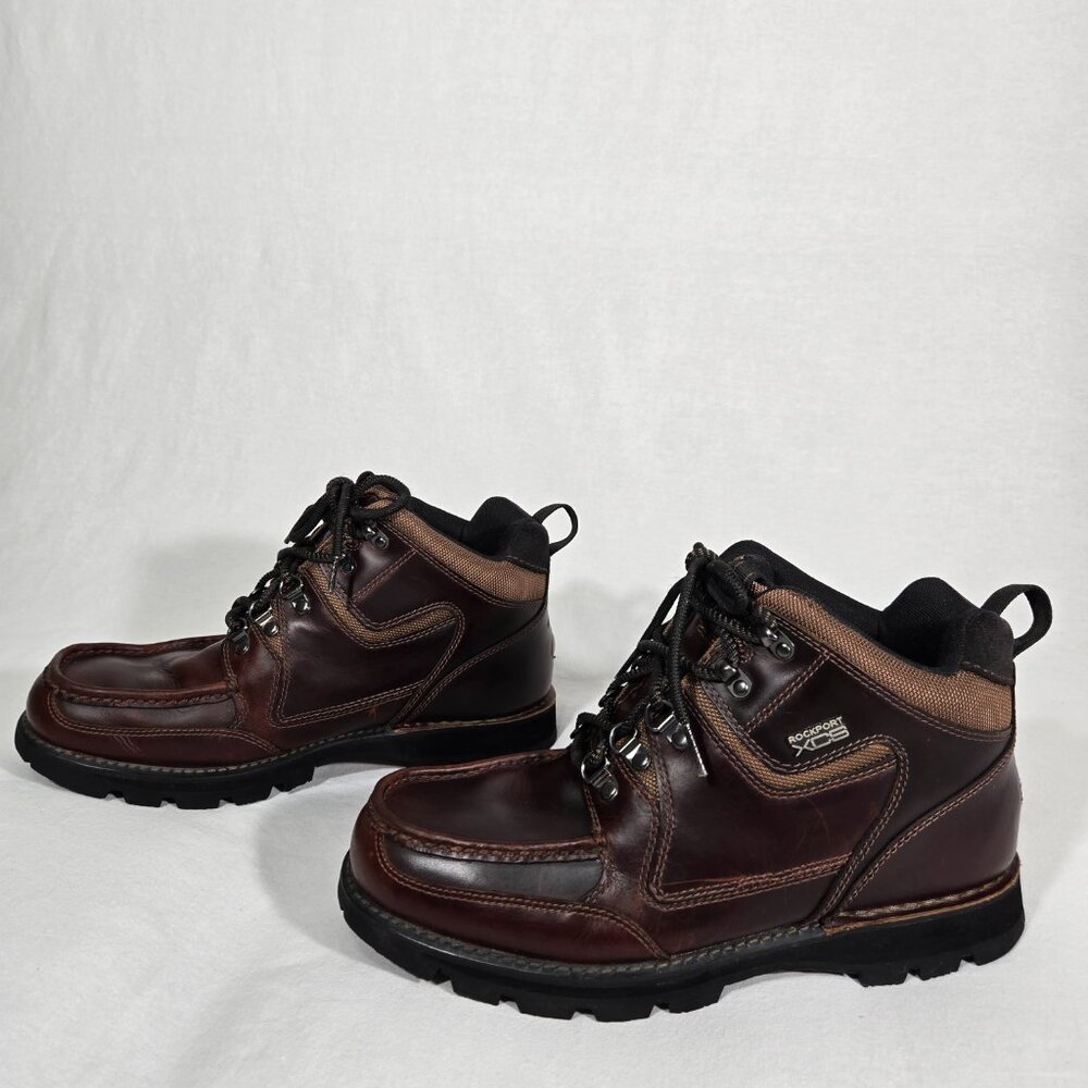 ROCKPORT XCS Burgundy & Brown Leather HIDRO-SHIELD Waterproof Boots Men Size 10 - Picture 3 of 17